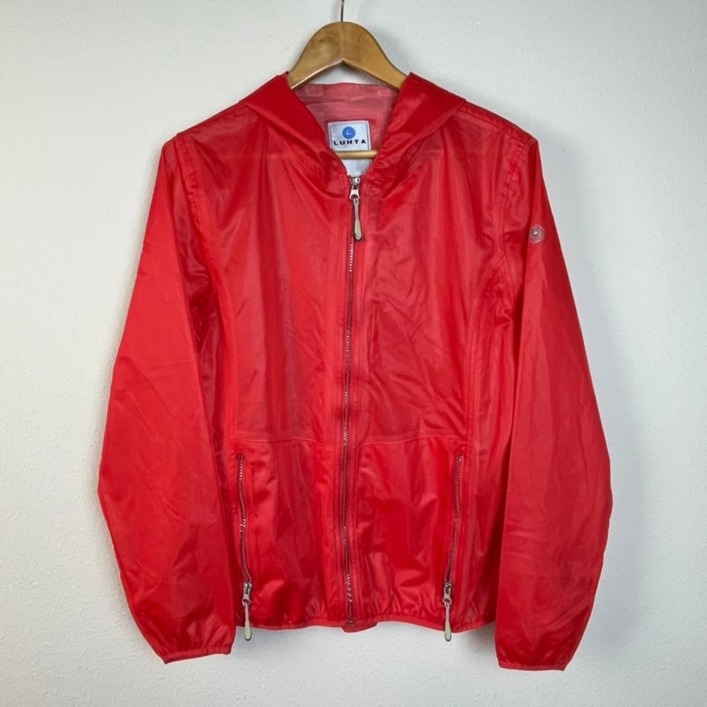 Luhta Women's‎ Red Lightweight Hooded Zip Up Jacket Athletic Outdoor